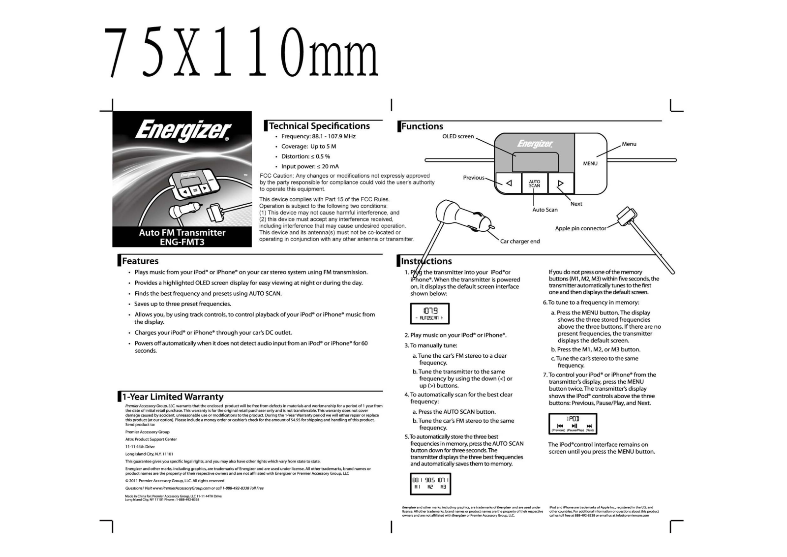 Premier Accessory Group ENG FMT3 User Manual