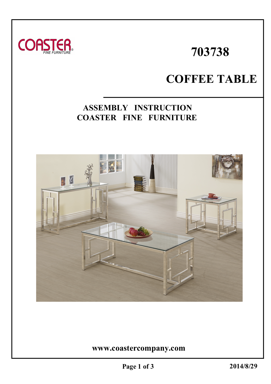 Coaster 703738 Assembly Guide - ManualMachine.com