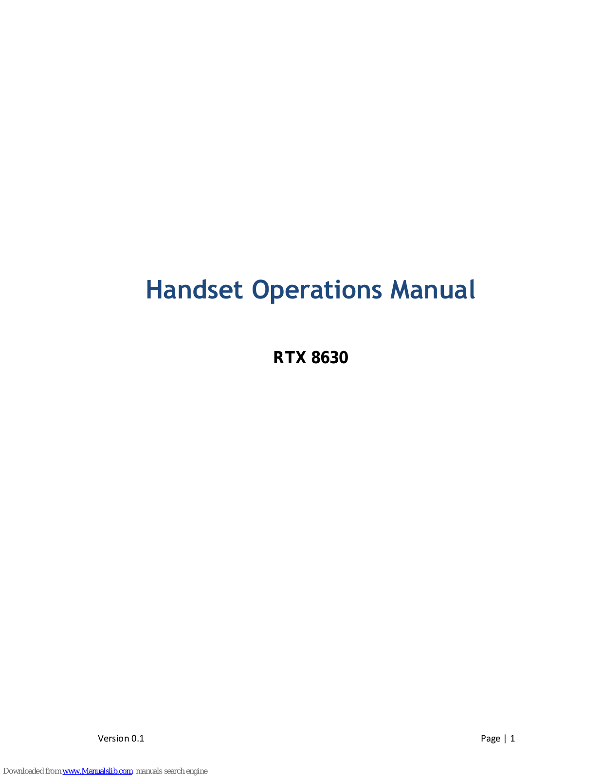 RTX 8630 Operation Manual