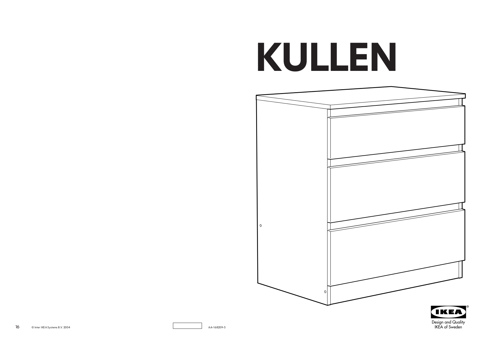 IKEA KULLEN CHEST W-3DRAWERS 28X28 Assembly Instruction
