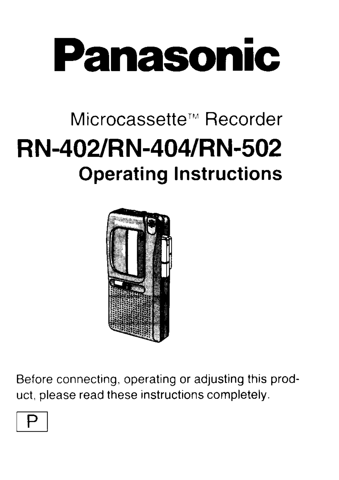 Panasonic rn-502 Operation Manual