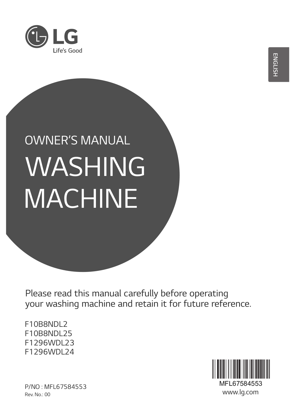 LG F10B8NDL25 Owner’s Manual