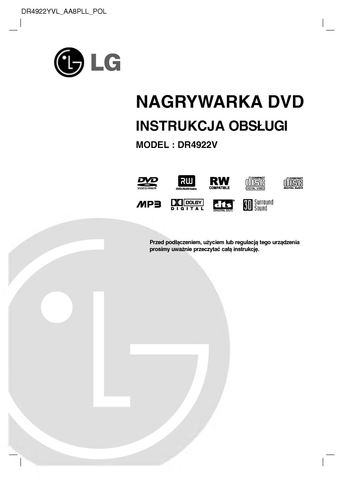 LG DR4922SVL User manual