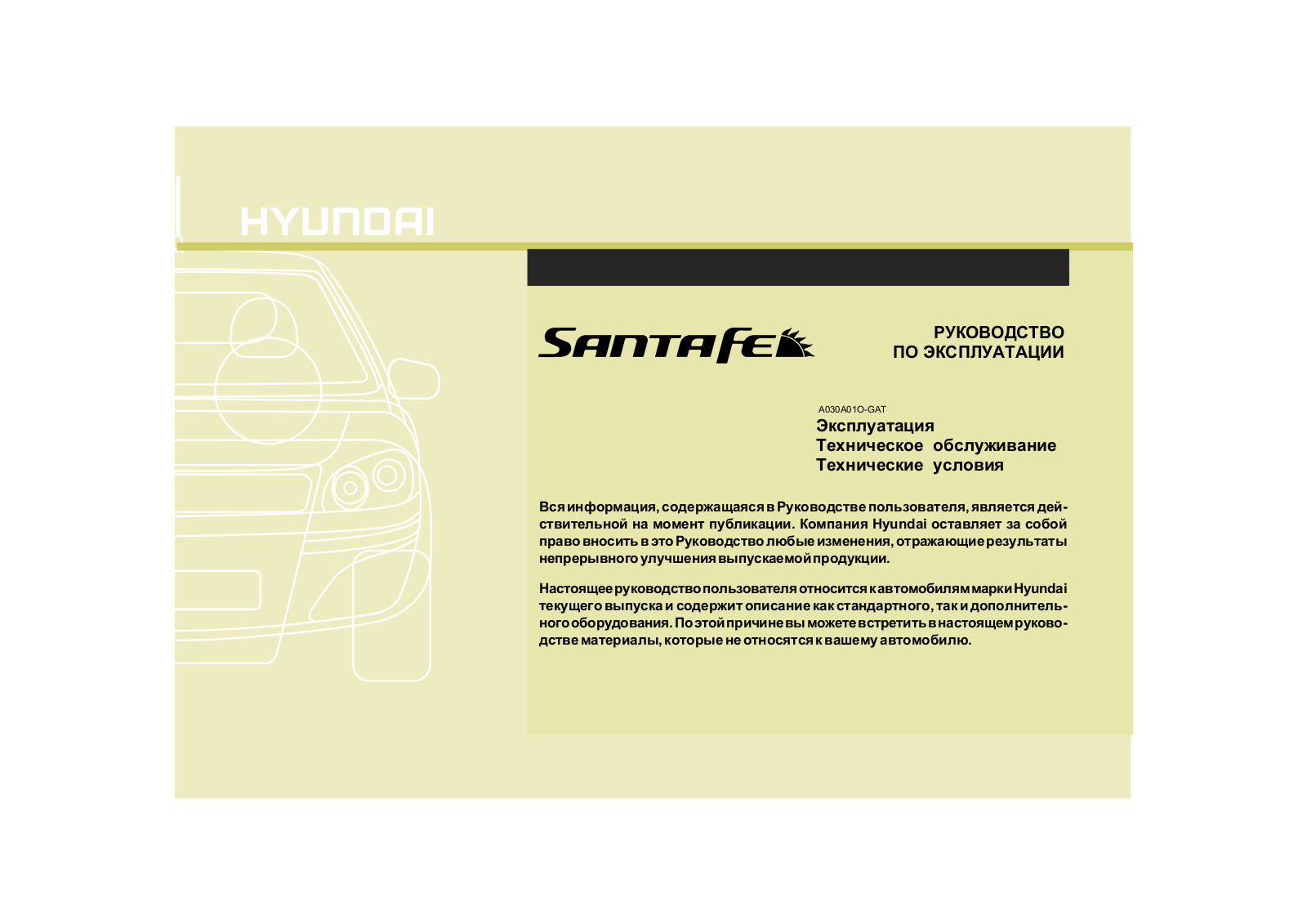 Hyundai Santa FE 2009 Owner's Manual