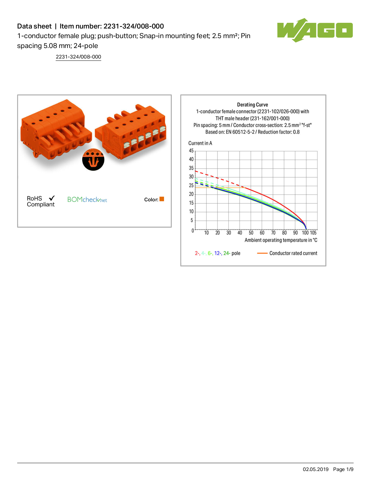 Wago 2231-324/008-000 Data Sheet