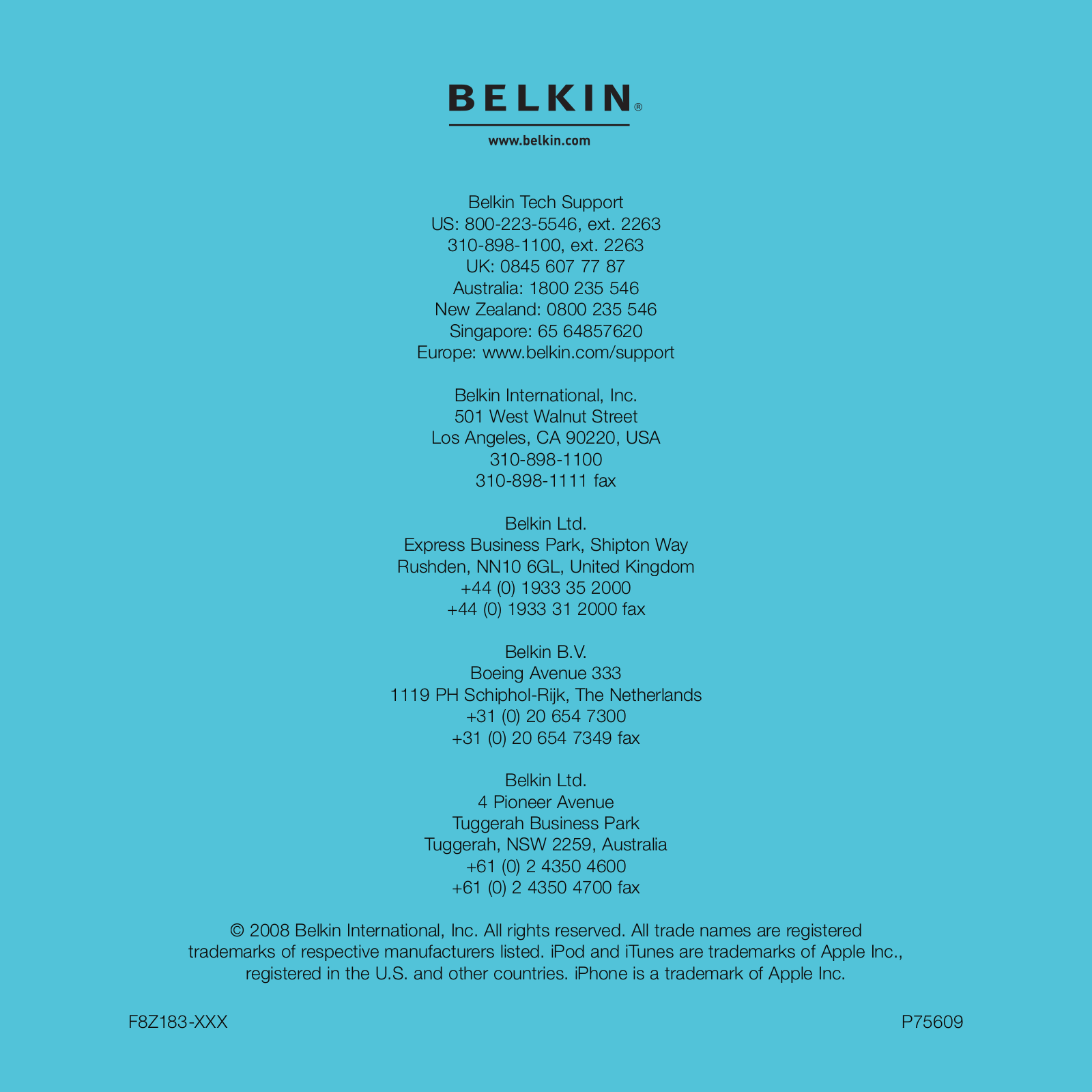 Belkin F8Z183 User Manual