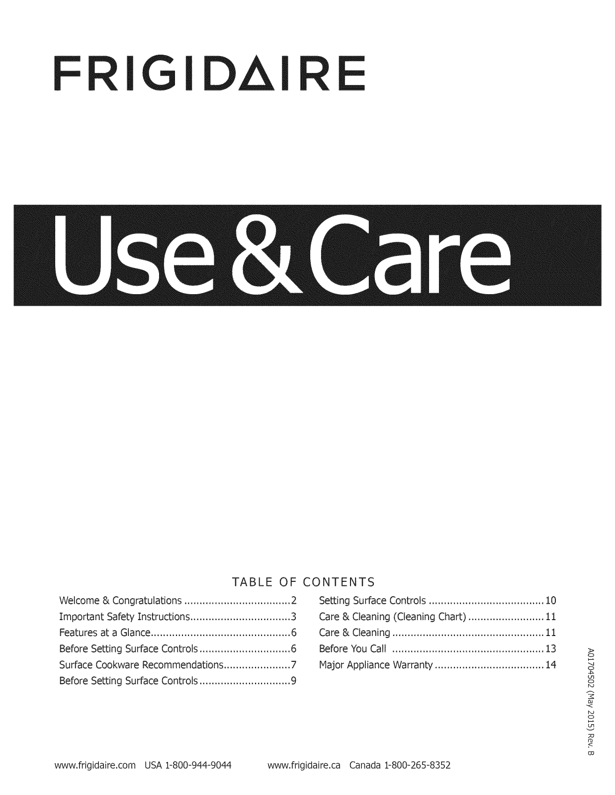 Frigidaire FPGC3677RSD, FPGC3677RSC, FPGC3677RSB, FPGC3677RSA, FPGC3077RSD Owner’s Manual