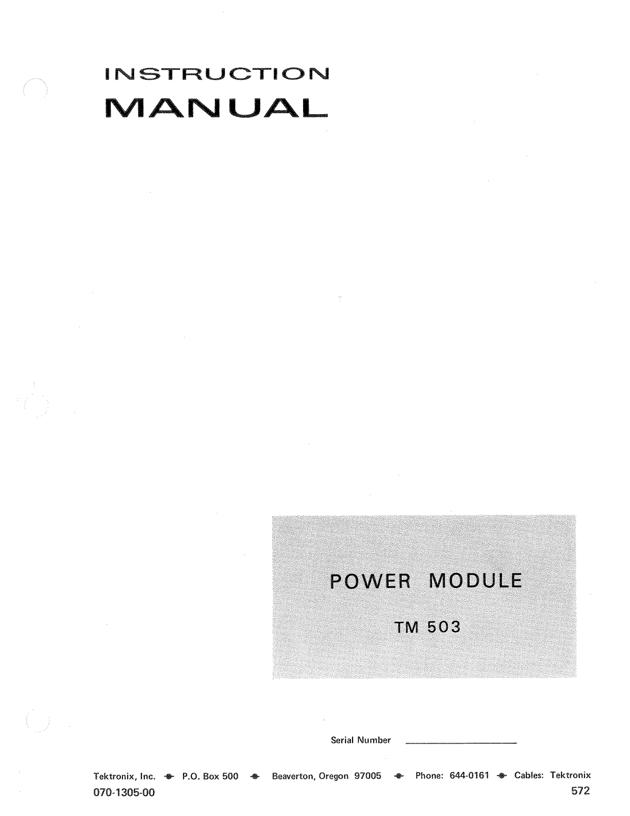 Tektronix TM 503 User Manual