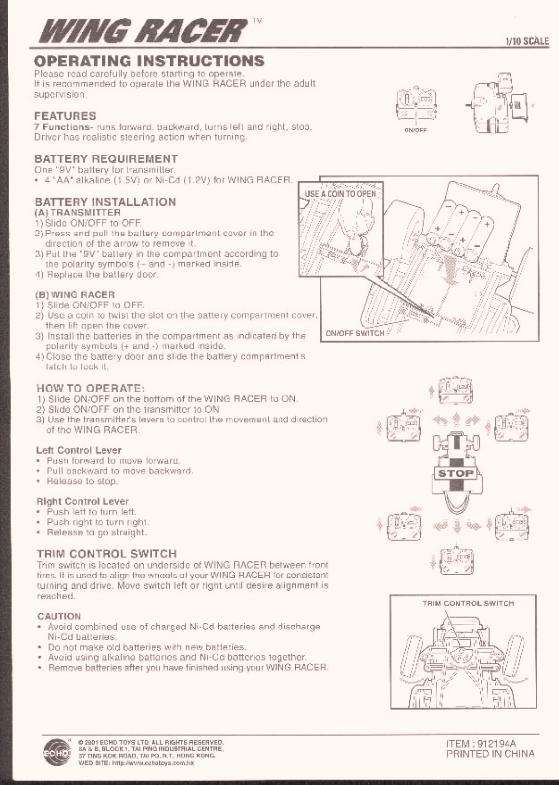 Echo Toys 91219T49 Users manual