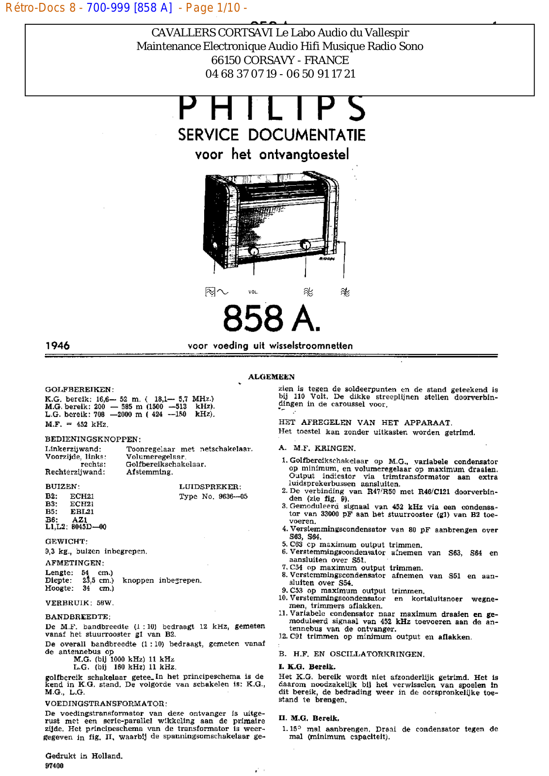 Philips 858 a Datasheet - ManualMachine.com