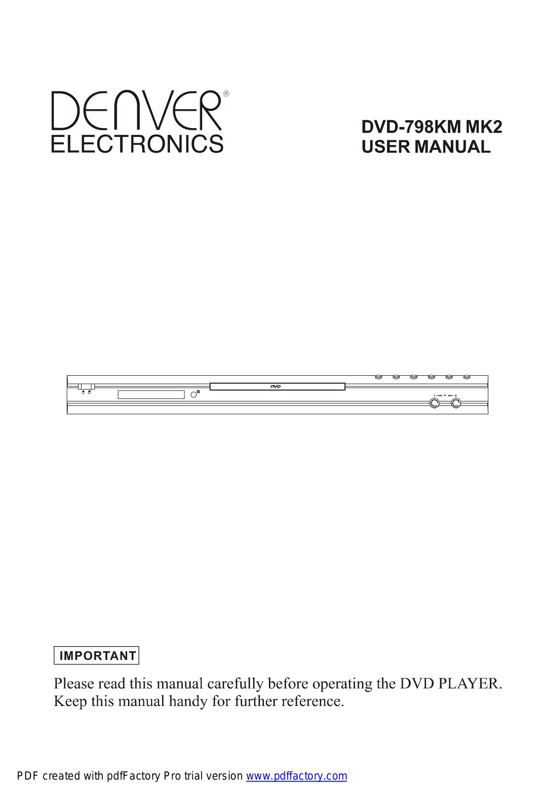 Denver DVD-798KM MK2 User Manual