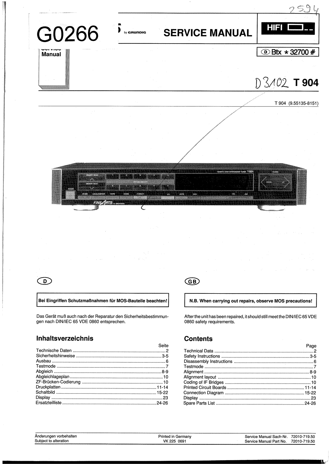 Grundig T-904 Service manual