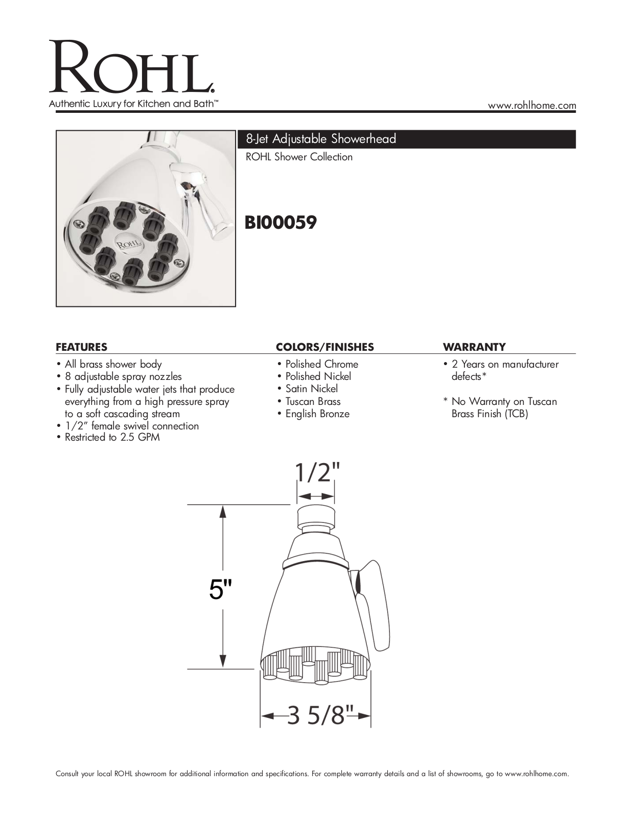 Rohl BI00059TCB User Manual