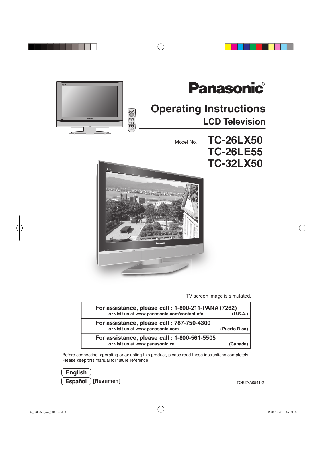 Panasonic TC-26LE55, TC-26LX50, TC-32LX50 Operating Instruction