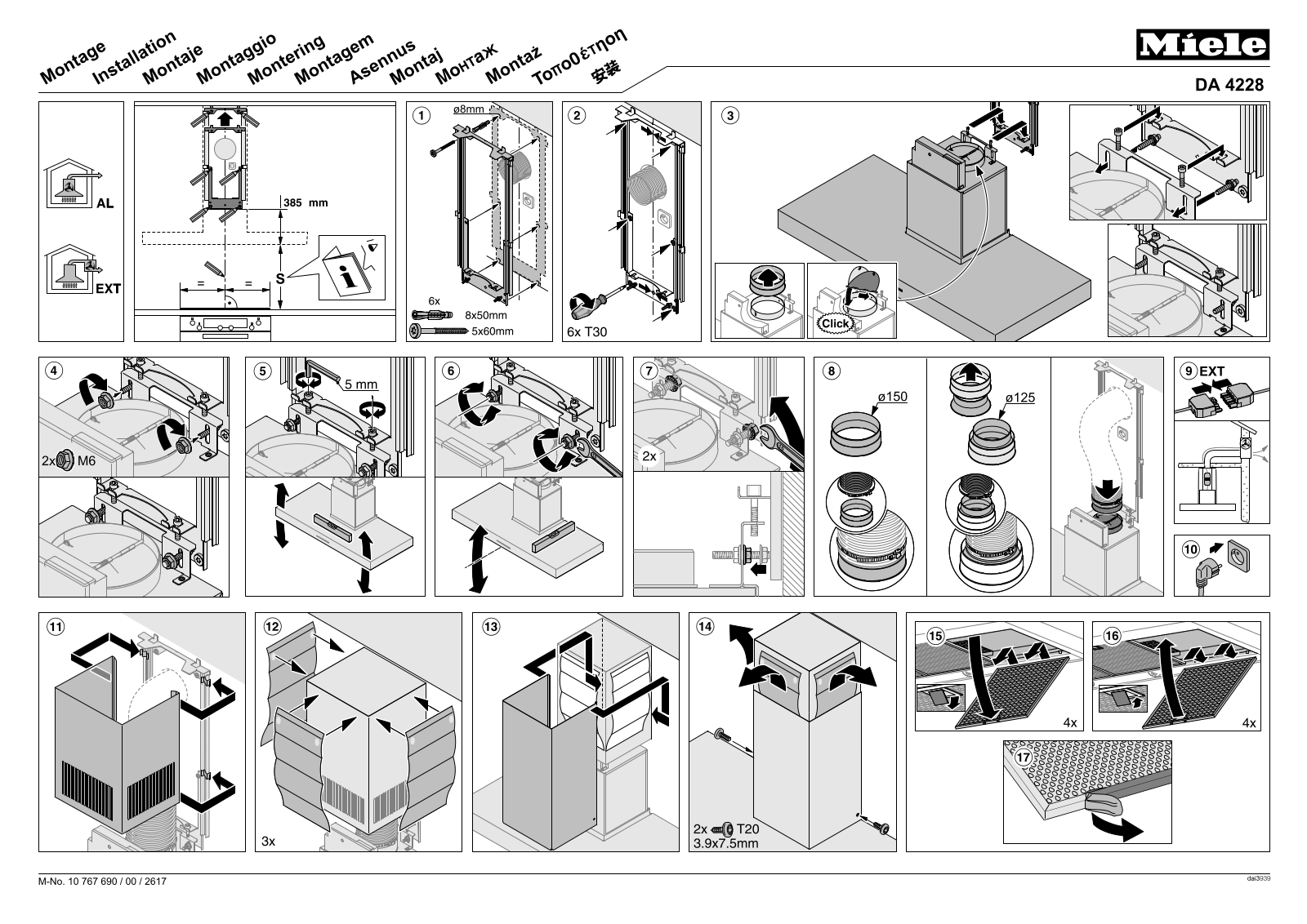 Miele DA 4228 Assembly plan