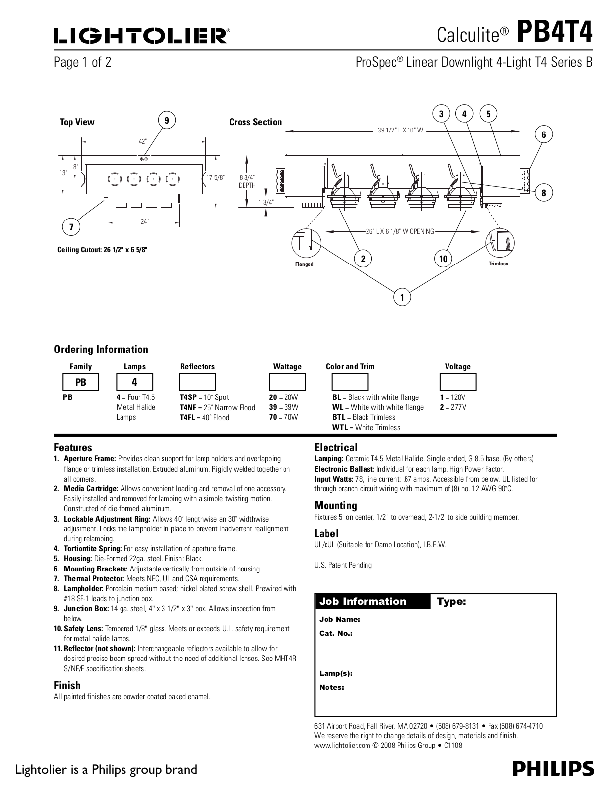 Lightolier PB4T4 User Manual