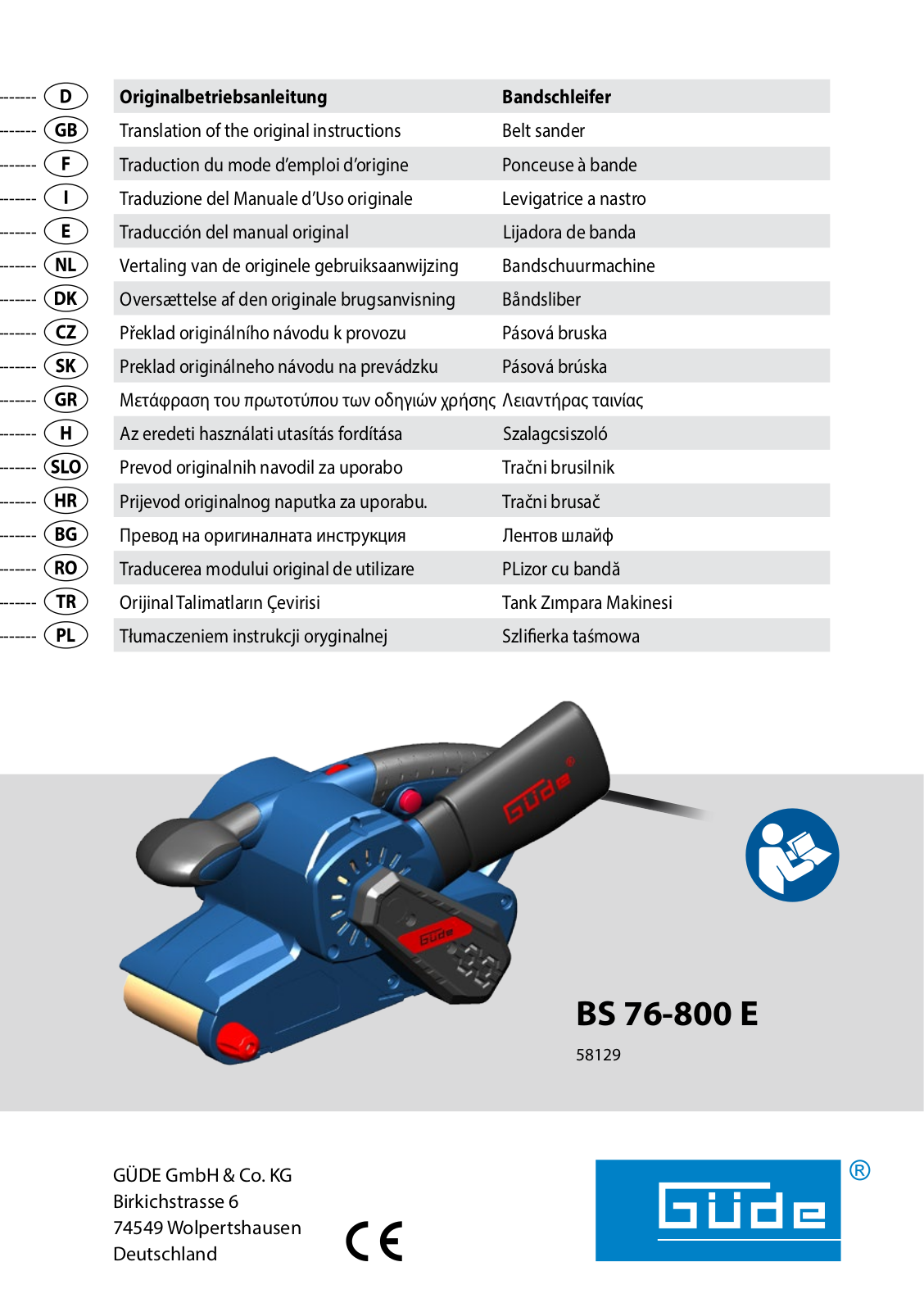 Güde BS 76-800 User Manual