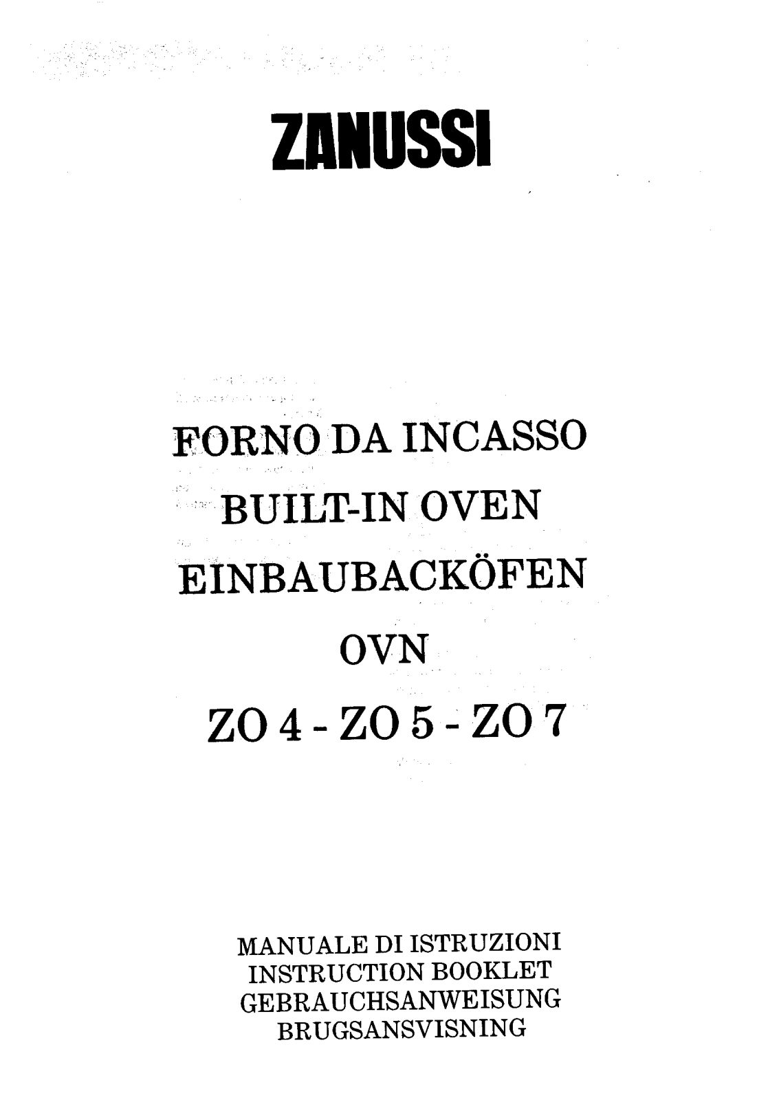 Zanussi ZOS4, ZOS5/1, ZOW5, ZOW4, ZOB5 User Manual