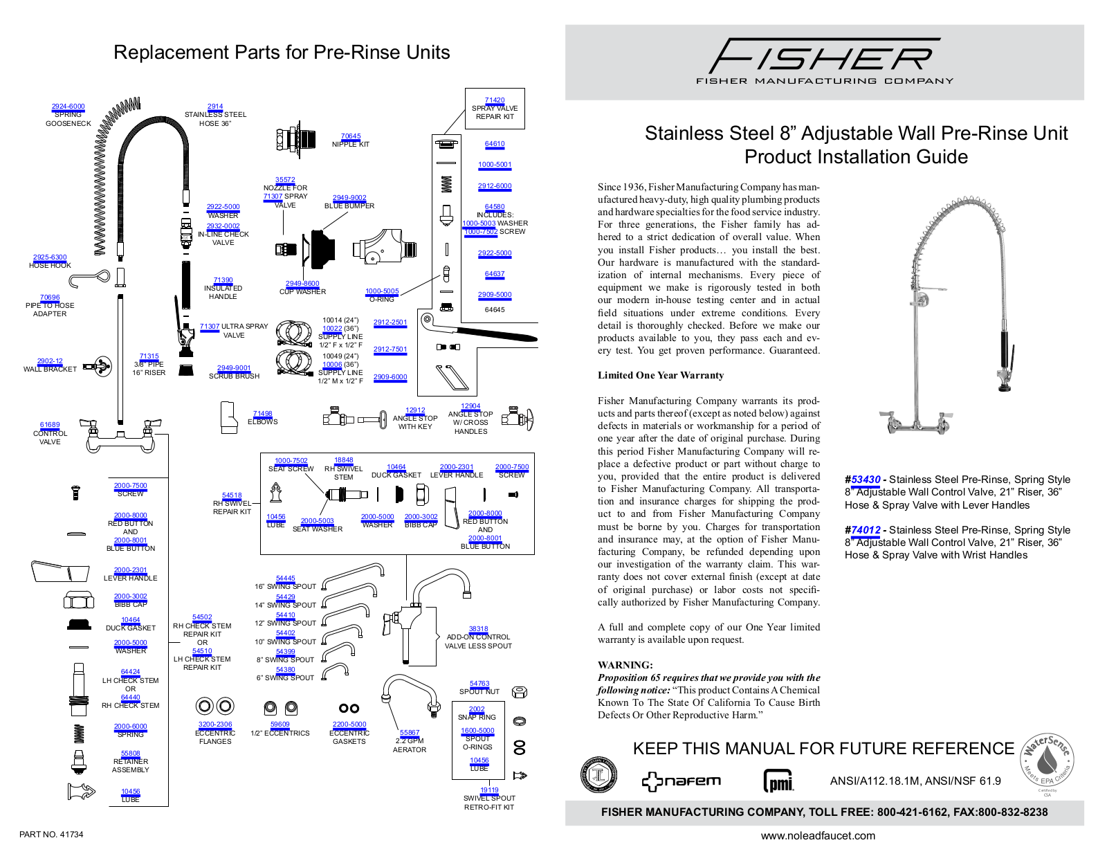 Fisher 74459 Parts List