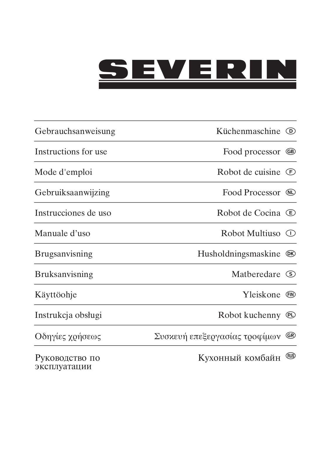 SEVERIN KM3887 User Manual