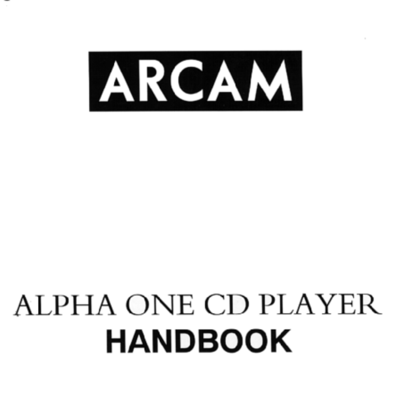 Arcam ALPHA ONE User Manual