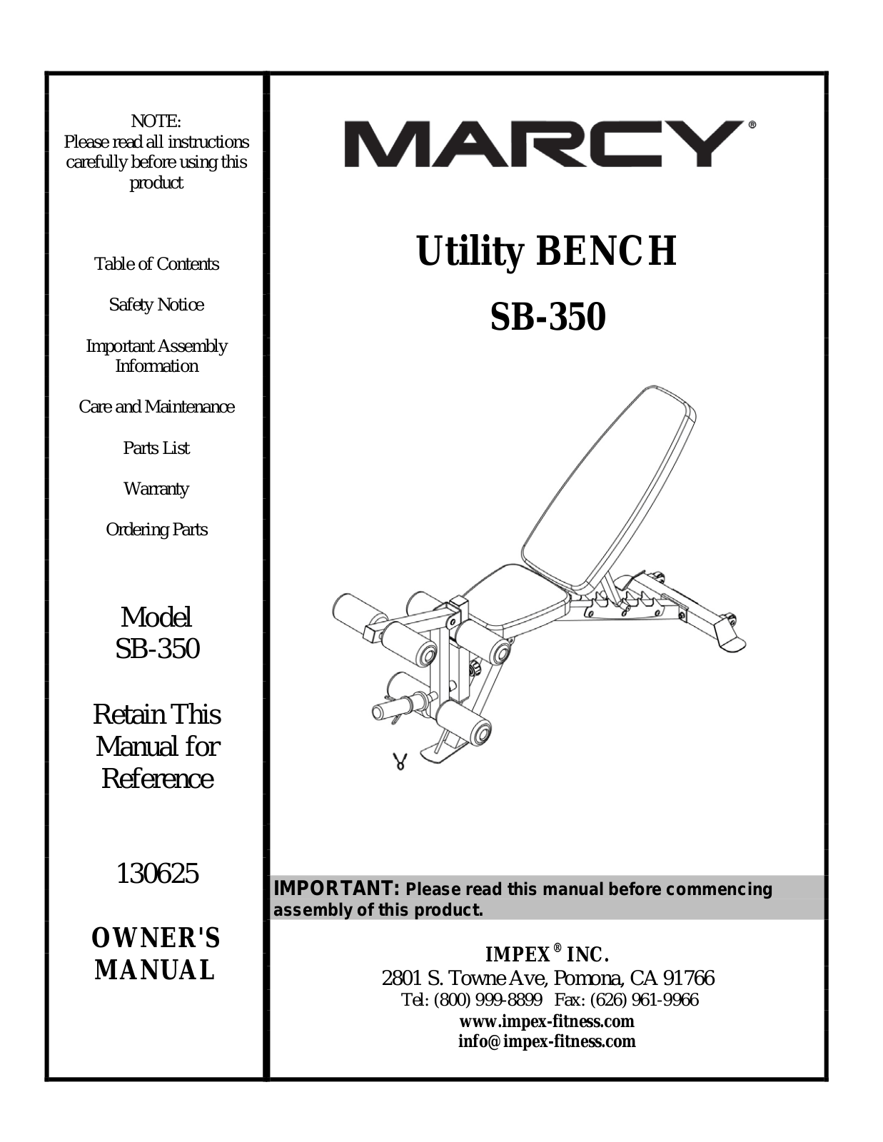 Impex SB-350 Owner's Manual