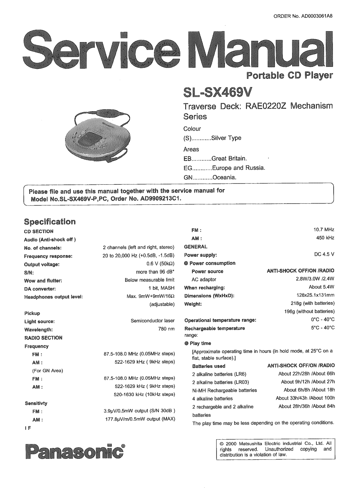 Technics SLSX-469 Service manual