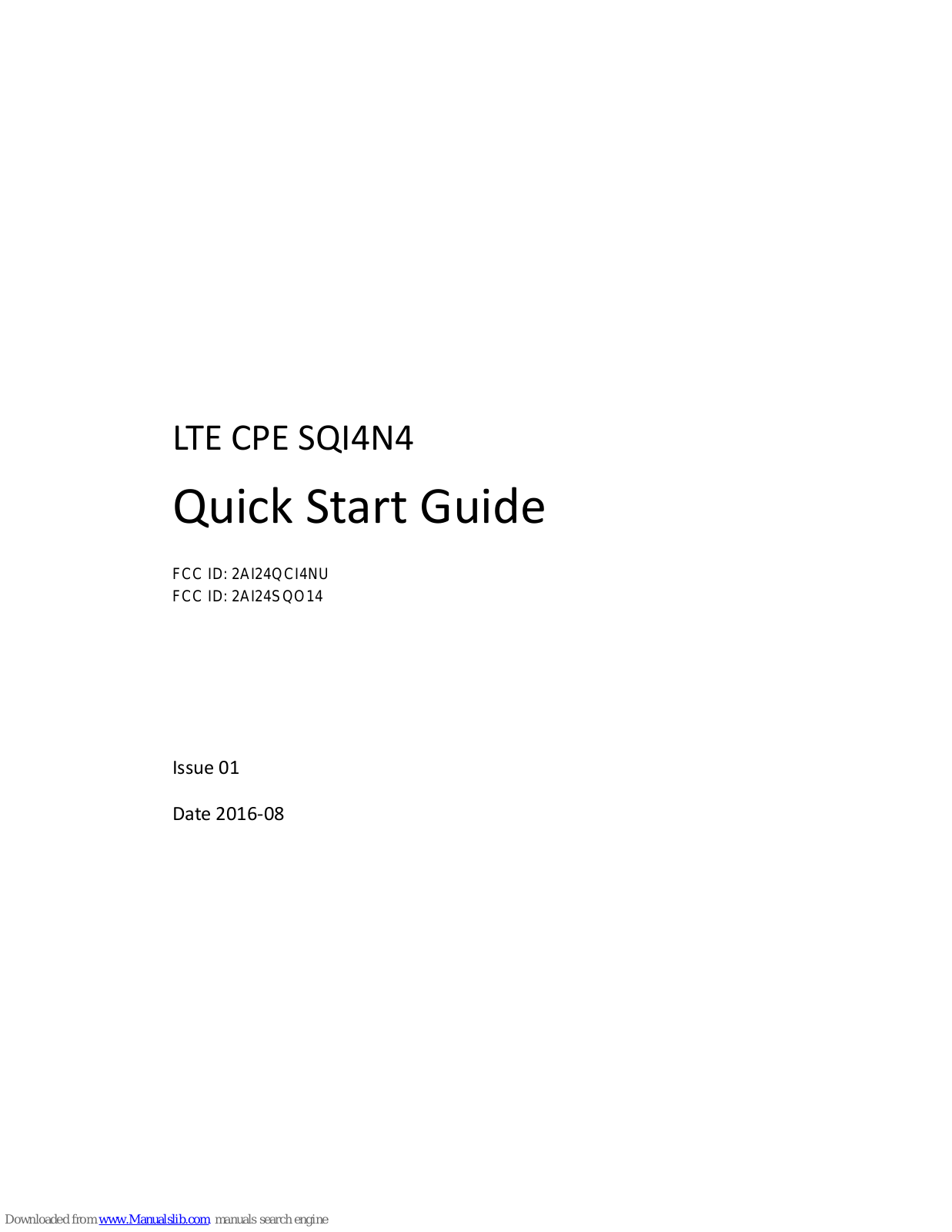 Observa Telecom LTE CPE SQI4N4, QCI4NU, SQO14 Quick Start Manual