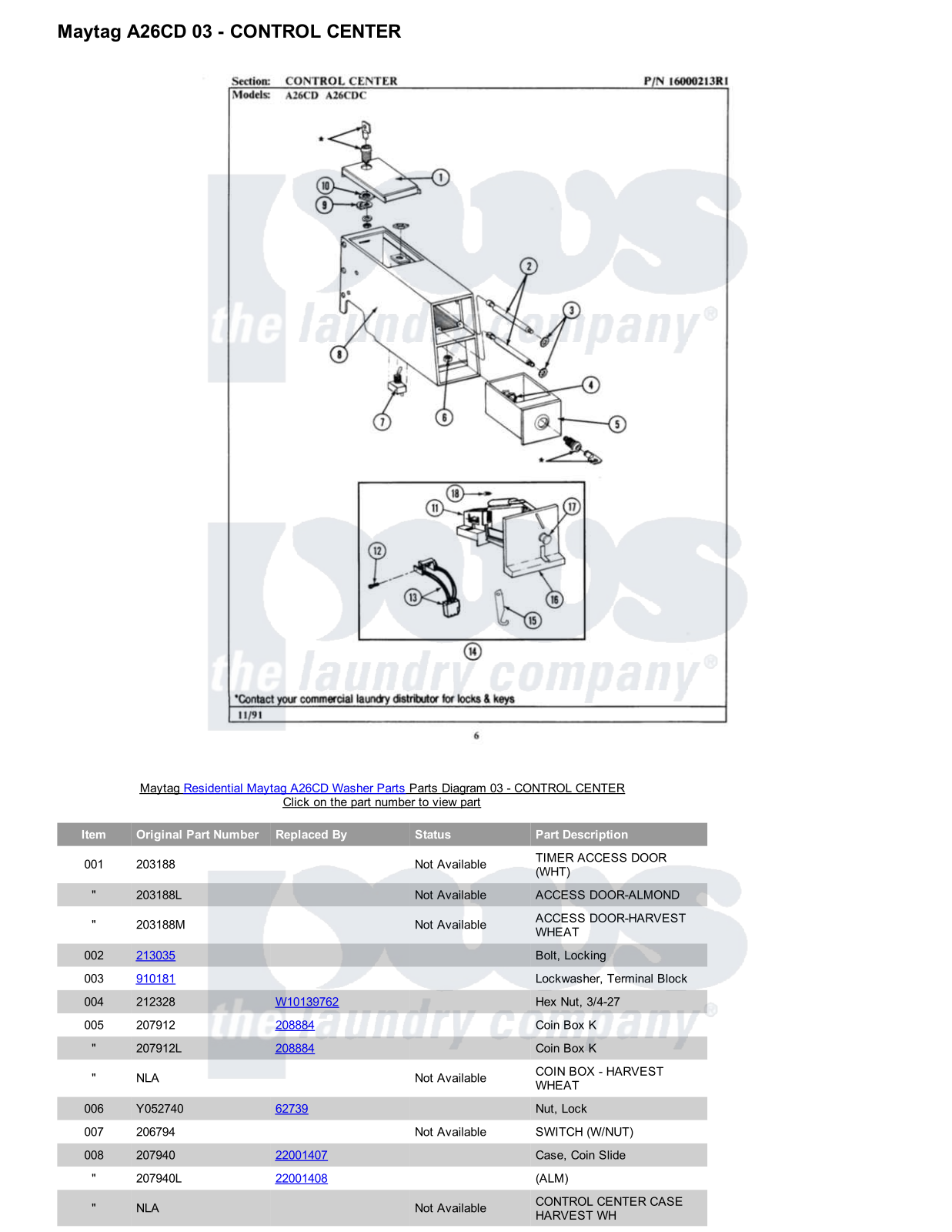 Maytag A26CD Parts Diagram