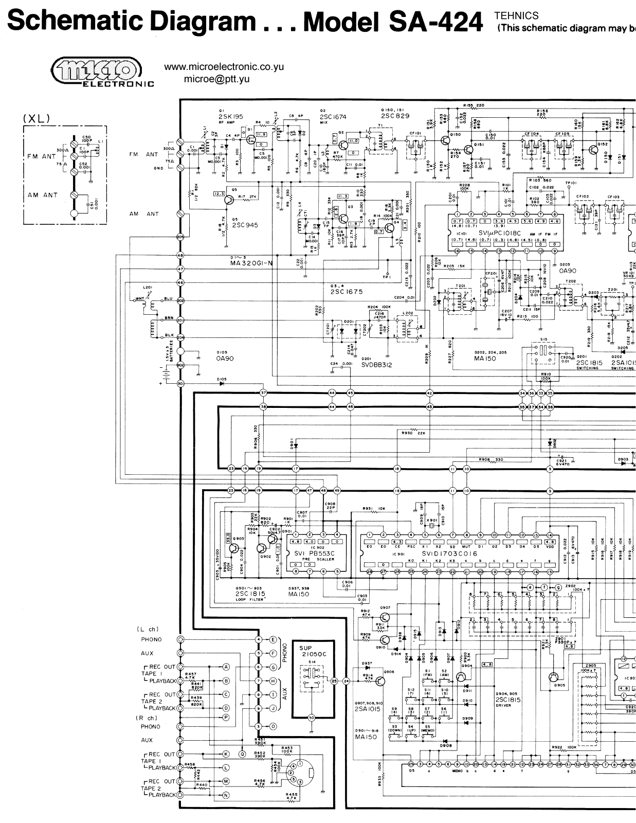 Technics SA-424 Schematic