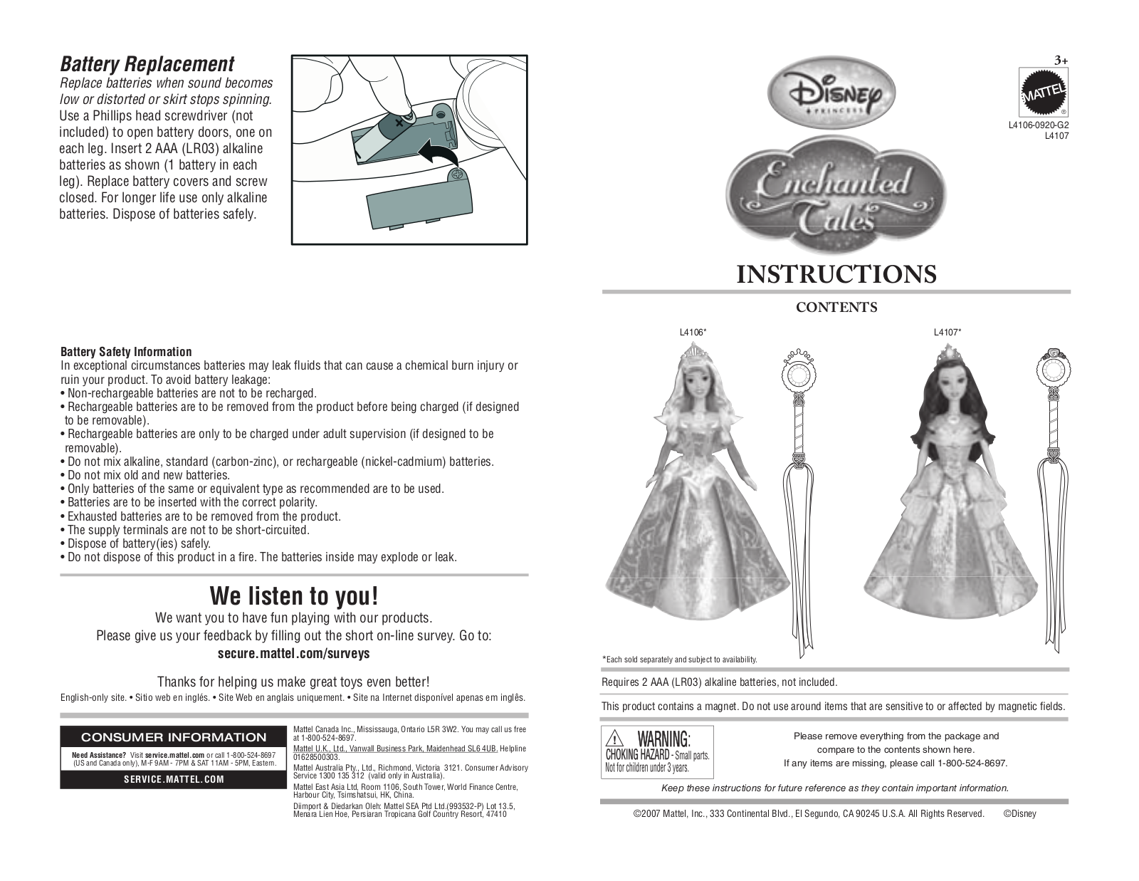 Fisher-Price L4107 Instruction Sheet