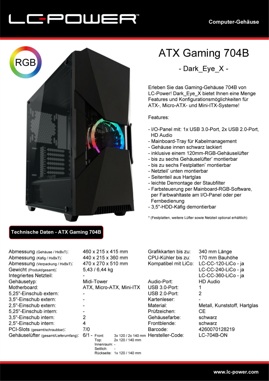 LC-Power LC-704B-ON User Manual