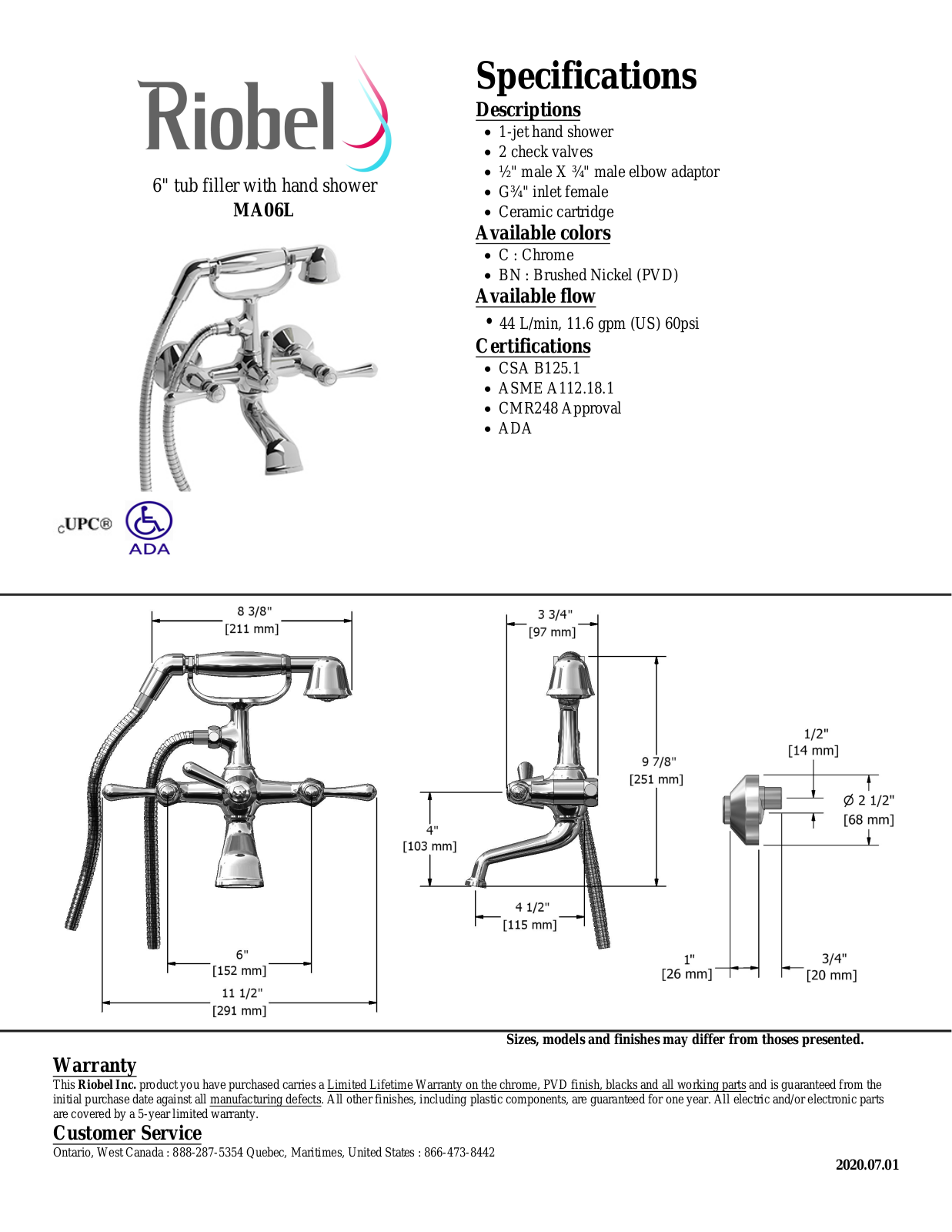 Riobel MA06LC Specifications - ManualMachine.com