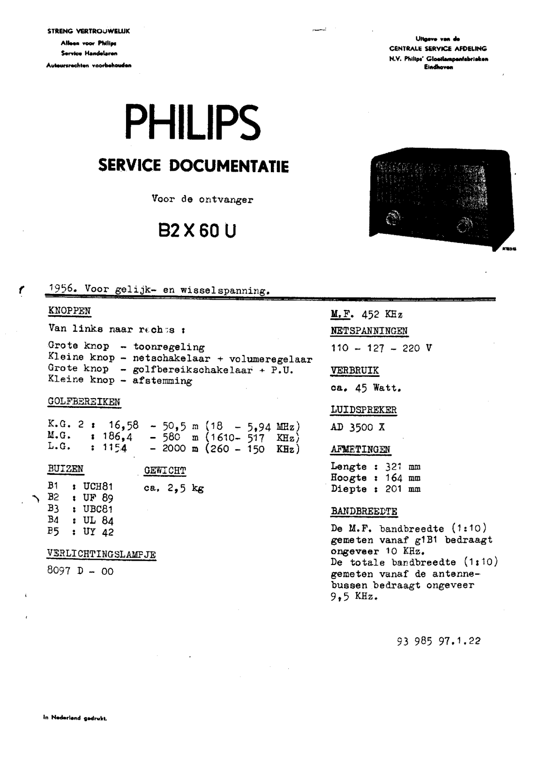 Philips B-2-X-60-U Service Manual