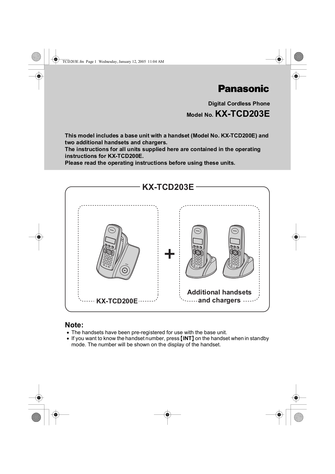 Panasonic KX-TCD203E Operating Instructions