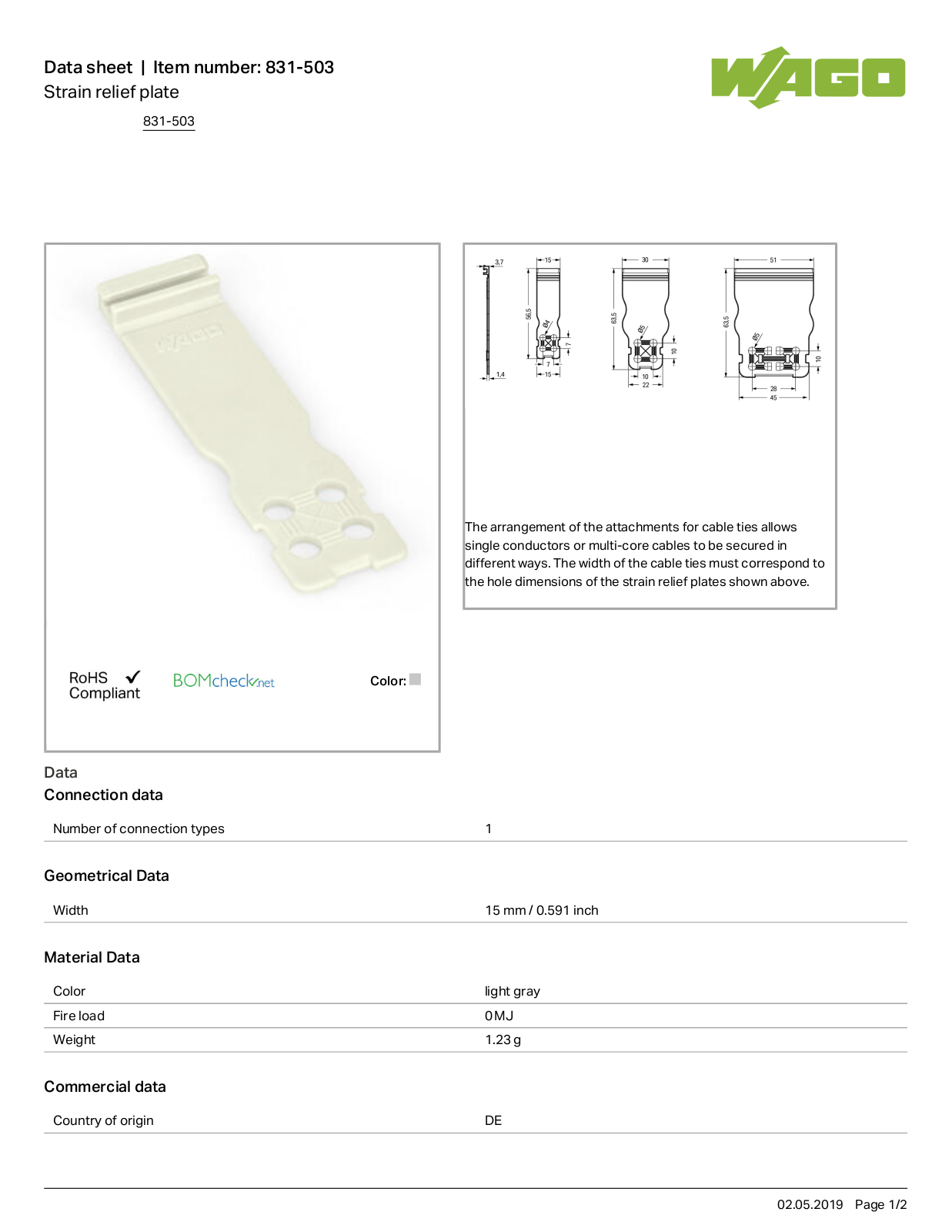 Wago 831-503 Data Sheet