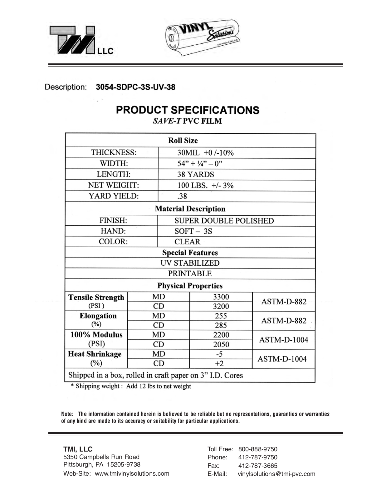 Tmi 3054-SDPC-3S-UV-38 User Manual