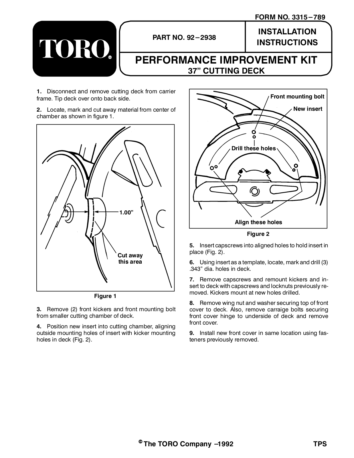 Toro 92-2938 Operator's Manual