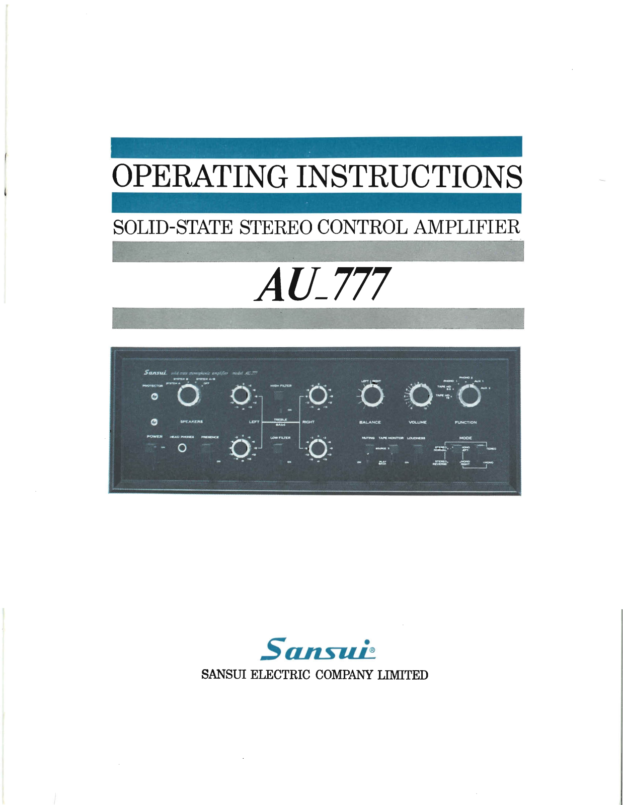 Sansui AU-777 Owners Manual