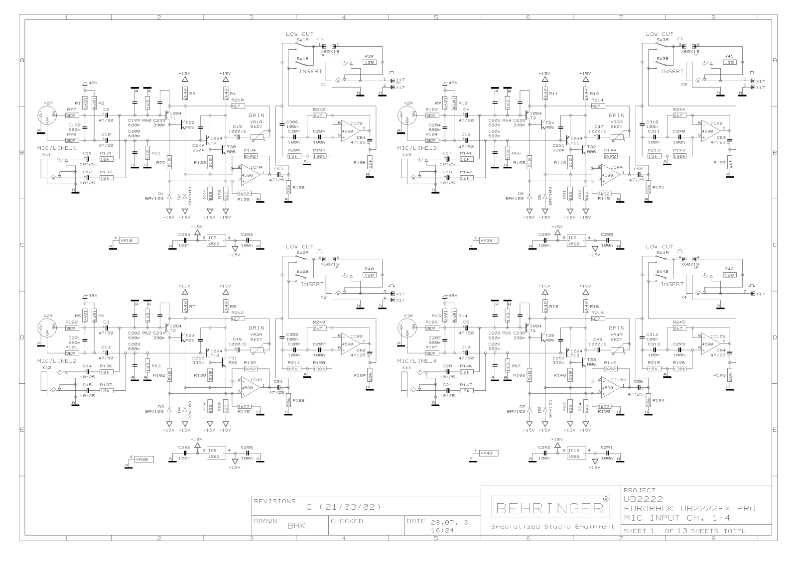 BEHRINGER UB 2222FX PRO Diagram