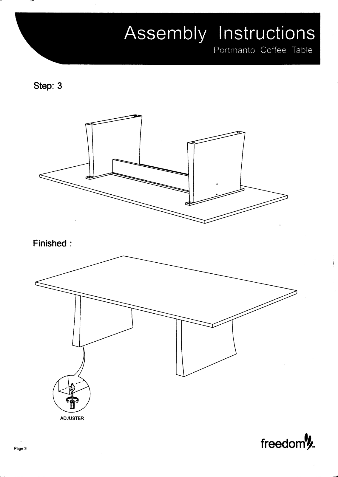 Freedom Portmanto Coffee Table Assembly Instruction