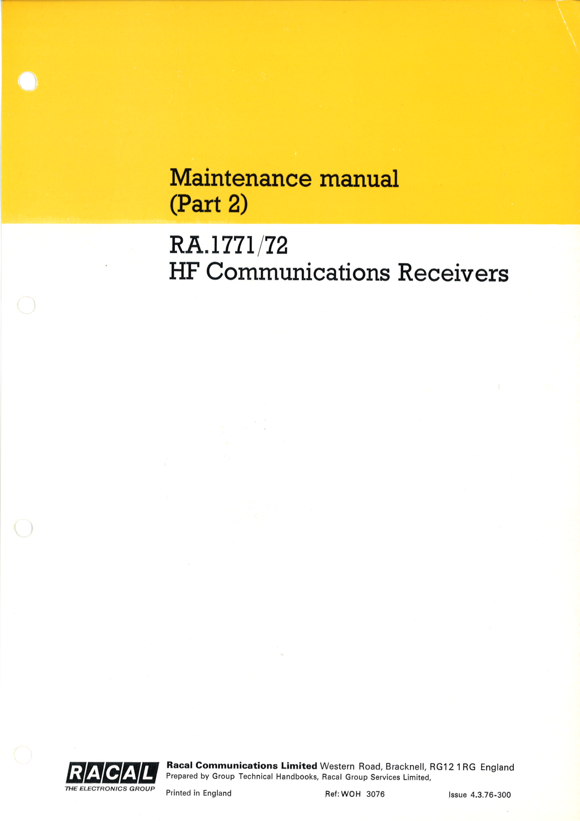 Racal 1772, 1771 Service Manual