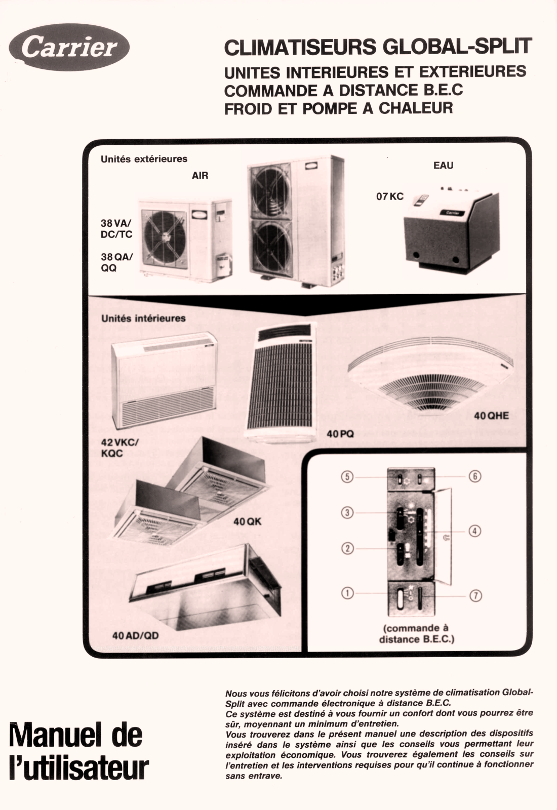 Carrier 40QHAUT, 40QHEAUT, 40QDAUT, 40PQAUT User Manual