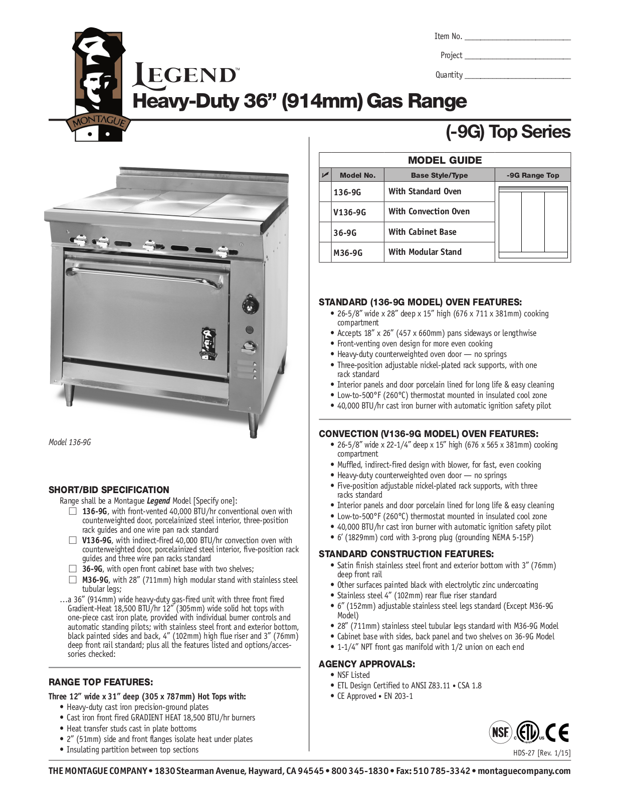 Montague 136-9G User Manual