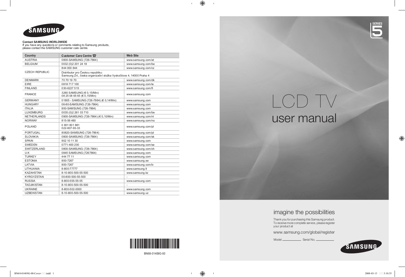 SAMSUNG LE-40A557P2F User Manual