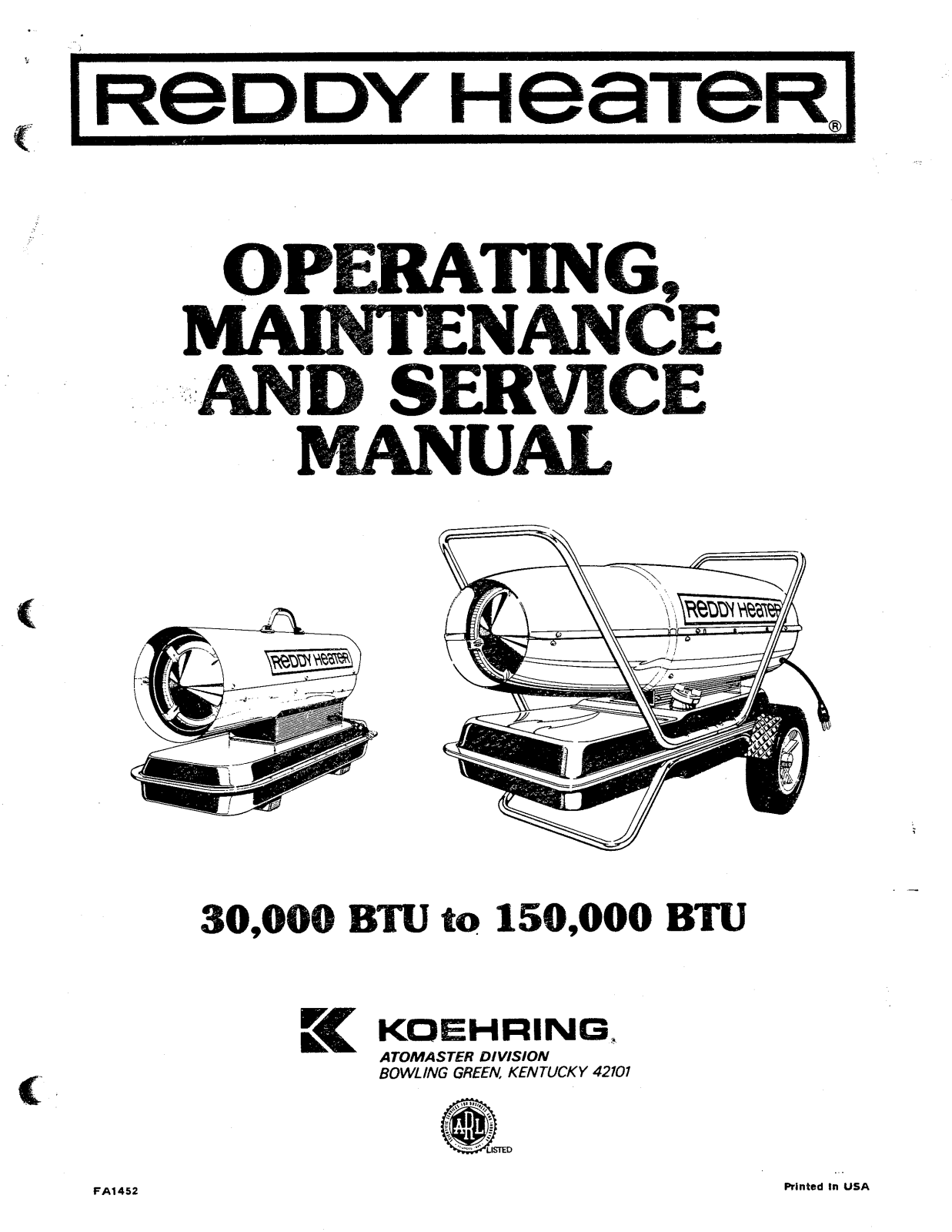 Desa Tech M30, M50A, M66, M100D Owner's Manual