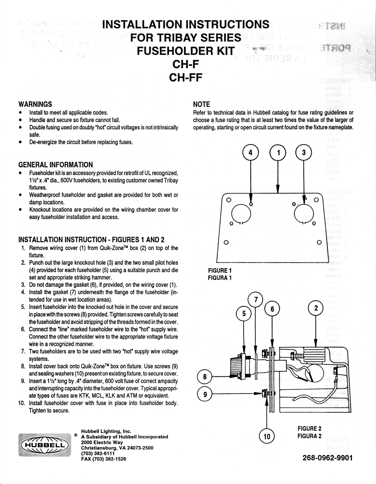 Hubbell lighting CH-F, FF User Manual