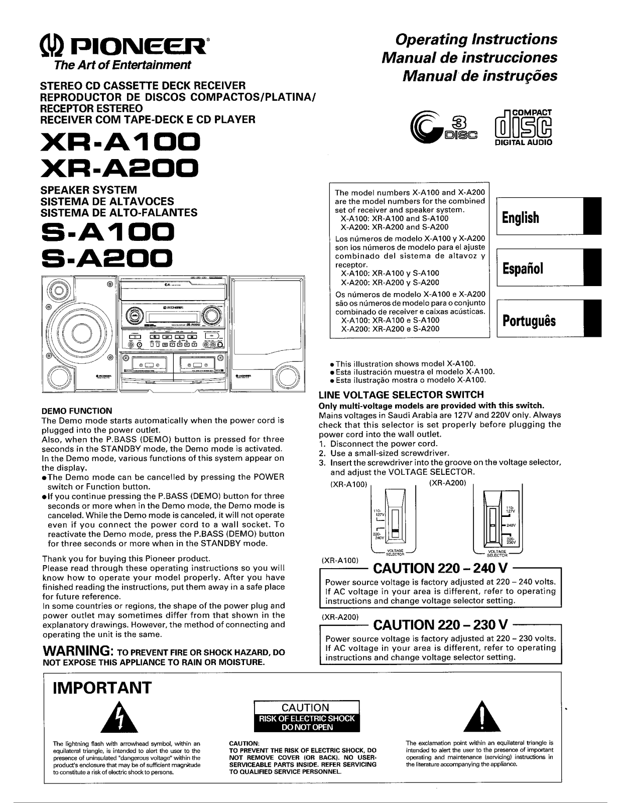 Pioneer S-A100 User Manual