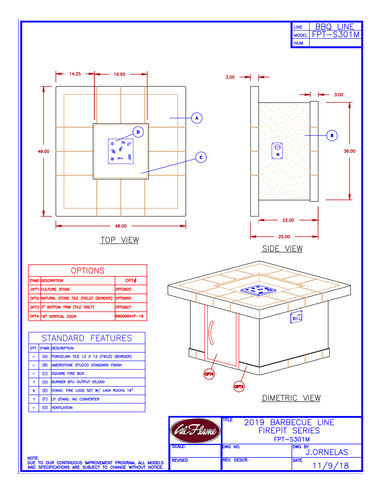 Cal Flame FPTS301M User Manual