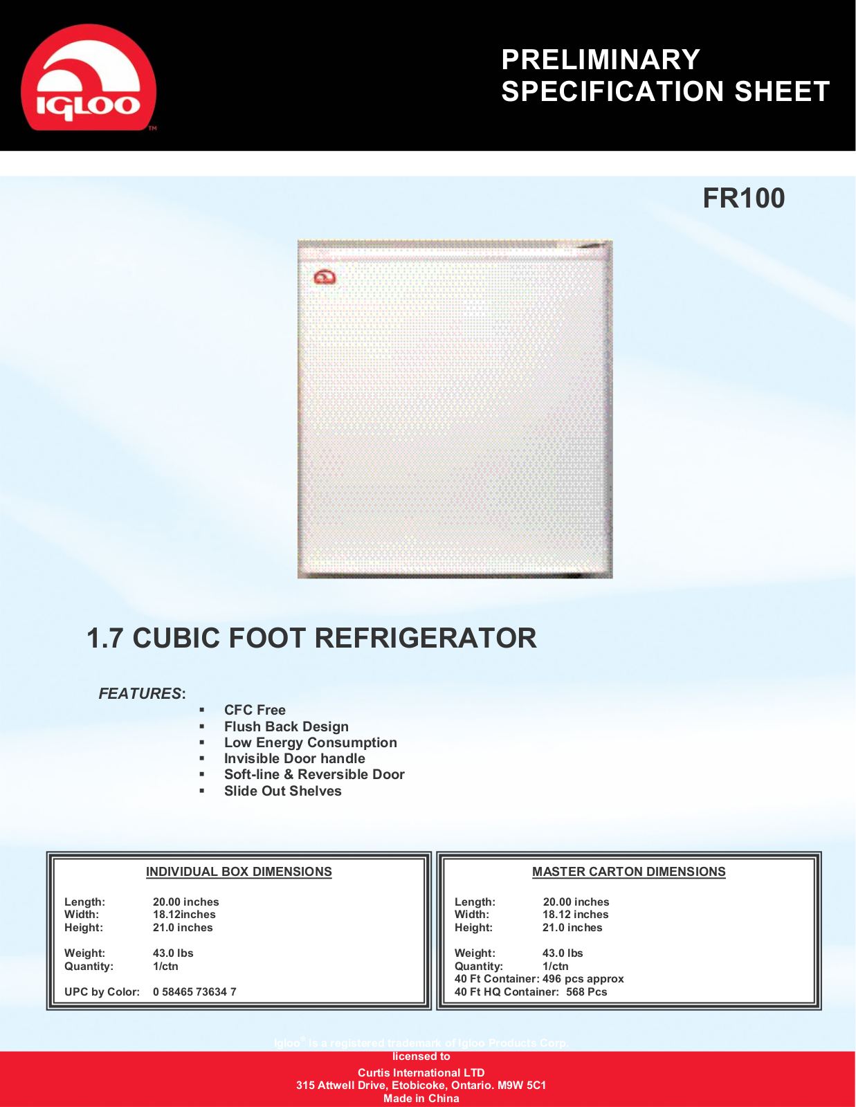 Igloo FR100 User Manual